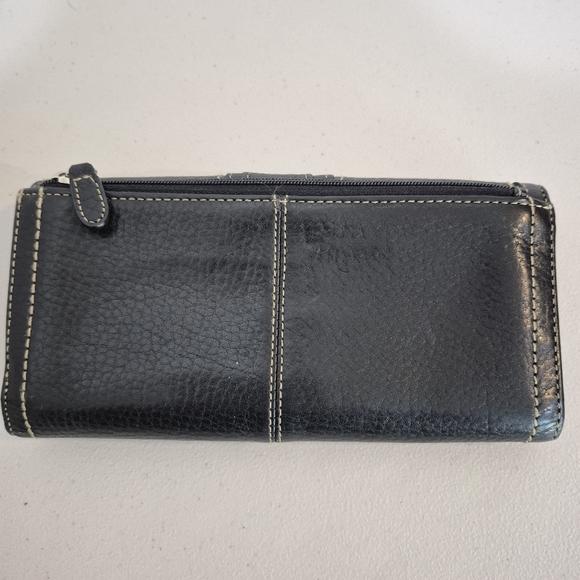 Fossil Vintage Blackburn Black Pebble Grain Leather Tri-Fold Wallet Multi-Slots - Picture 2 of 12